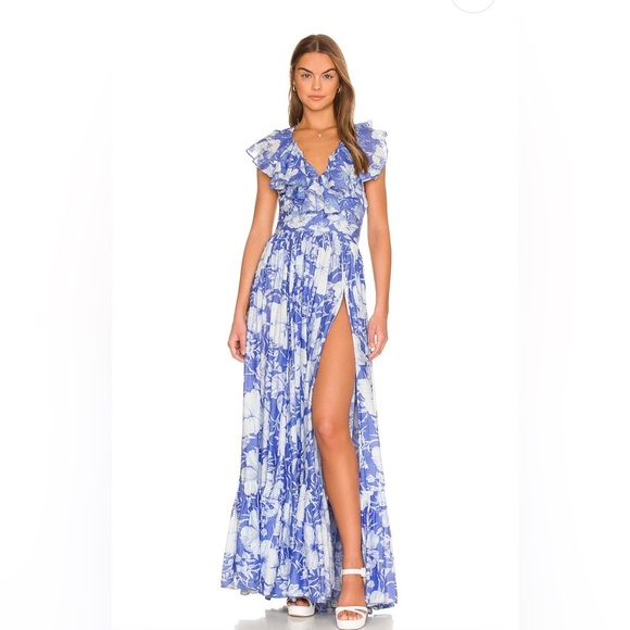 *Worn once* LoveShackFancy Marinette Dress in Salty Sea Blue & White, Size 8 - Picture 1 of 8